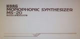 KORG MS-20 MONOPHONIC SYNTHESIZER OWNER'S MANUAL INC BLK DIAG AND CONN DIAGS 43 PAGES ENG DEUT FRANC