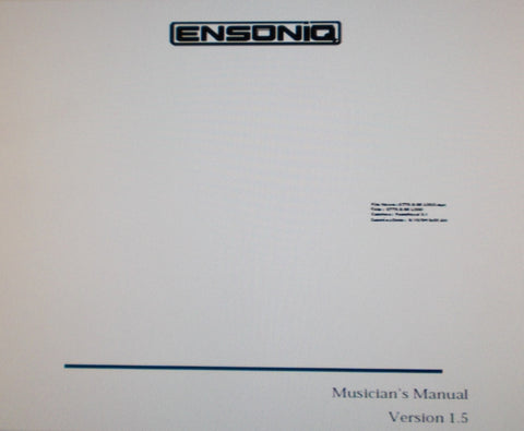 ENSONIQ KT-76 KT-88 64 VOICE POLYPHONIC SYNTHESIZER MUSICIAN'S MANUAL VER 1.5 249 PAGES ENG