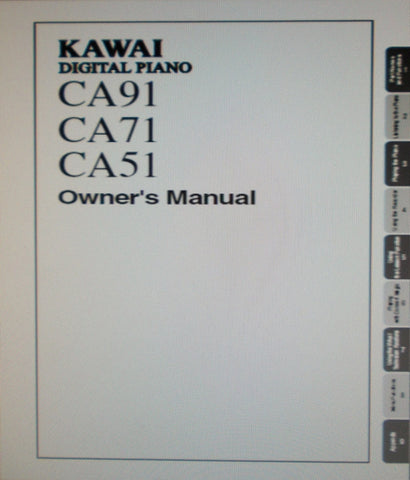 KAWAI CA91 CA71 CA51 DIGITAL PIANO OWNER'S MANUAL 90 PAGES ENG