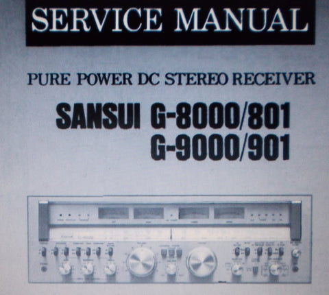 SANSUI G-8000 G-801 G-9000 G-901 PURE POWER DC STEREO RECEIVER SERVICE MANUAL INC SCHEMS 36 PAGES ENG