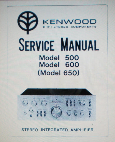 KENWOOD 500 600 650 STEREO INTEGRATED AMP SERVICE MANUAL INC SCHEMS AND PARTS LIST 22 PAGES ENG