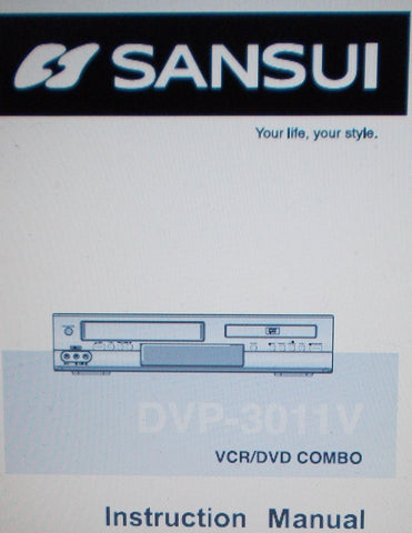 SANSUI DVP-3011V VCR DVD COMBO INSTRUCTION MANUAL INC CONN DIAGS AND TRSHOOT GUIDE 33 PAGES ENG