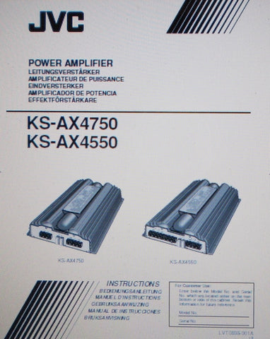 JVC KS-AX4750 KS-AX4550 POWER AMP INSTRUCTIONS INC CONN DIAGS AND TRSHOOT GUIDE 20 PAGES ENG DEUT FRANC NL ESP SVENSKA