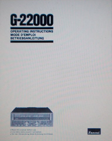 SANSUI G-22000 PURE POWER DC STEREO RECEIVER OPERATING INSTRUCTIONS INC CONN DIAG 42 PAGES ENG DEUT FRANC