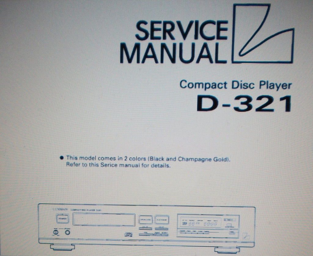 LUXMAN D-321 CD PLAYER SERVICE MANUAL INC SCHEMS AND PARTS LIST 35 PAGES ENG