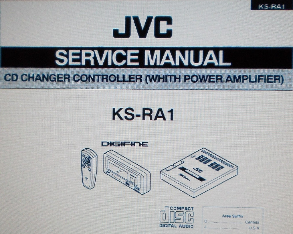 JVC KS-RA1 CD CHANGER CONTROLLER WITH POWER AMP SERVICE MANUAL INC SCHEMS PARTS LIST INSTALL GUIDE AND CONN DIAGS 26 PAGES ENG