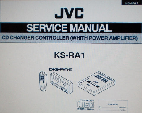 JVC KS-RA1 CD CHANGER CONTROLLER WITH POWER AMP SERVICE MANUAL INC SCHEMS PARTS LIST INSTALL GUIDE AND CONN DIAGS 26 PAGES ENG