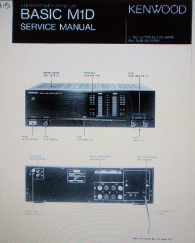KENWOOD BASIC M1D STEREO POWER AMP SERVICE MANUAL INC SCHEMS AND PARTS LIST 18 PAGES ENG