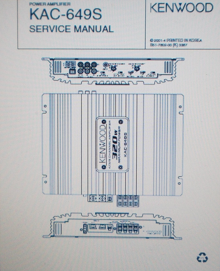 KENWOOD KAC-649S POWER AMP SERVICE MANUAL INC SCHEMS AND PARTS LIST 11 PAGES ENG
