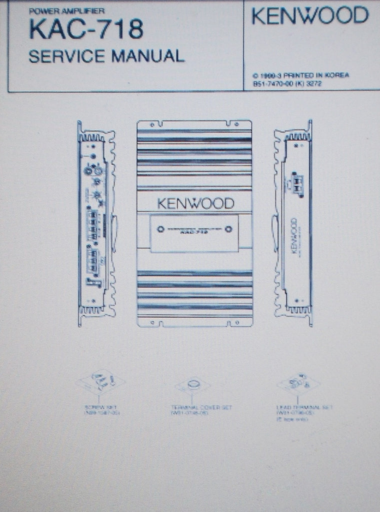 KENWOOD KAC-718 POWER AMP SERVICE MANUAL INC SCHEM DIAG AND PARTS LIST 11 PAGES ENG