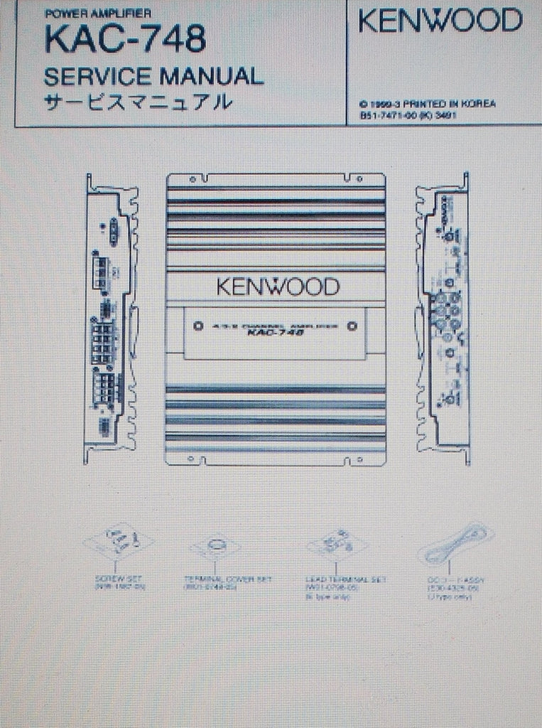 KENWOOD KAC-748 POWER AMP SERVICE MANUAL INC SCHEM DIAG PCBS AND PARTS LIST 16 PAGES ENG