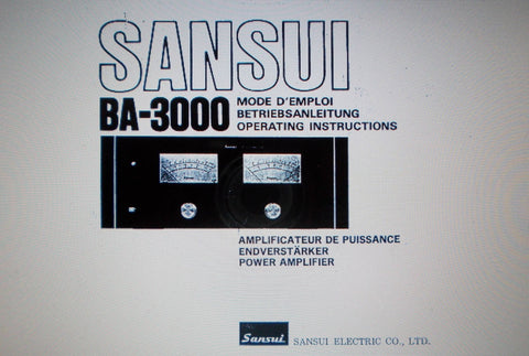 SANSUI BA-3000 STEREO POWER AMP OPERATING INSTRUCTIONS 36 PAGES ENG DEUT FRANC