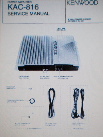 KENWOOD KAC-816 POWER AMP SERVICE MANUAL INC SCHEM DIAG PCBS AND PARTS LIST 16 PAGES ENG