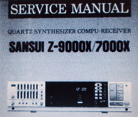 SANSUI Z-9000X Z-7000X QUARTZ SYNTHESIZER COMPU RECEIVER SERVICE MANUAL INC SCHEMS AND PARTS LIST 28 PAGES ENG