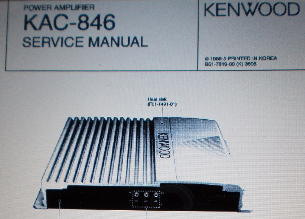 KENWOOD KAC-846 POWER AMP SERVICE MANUAL INC SCHEM DIAG CONN DIAG AND PARTS LIST 14 PAGES ENG