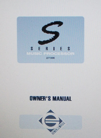 GENERAL MUSIC S SERIES S2 TURBO S3 TURBO MUSIC PROCESSOR OWNER'S MANUAL INC TRSHOOT GUIDE 304 PAGES ENG