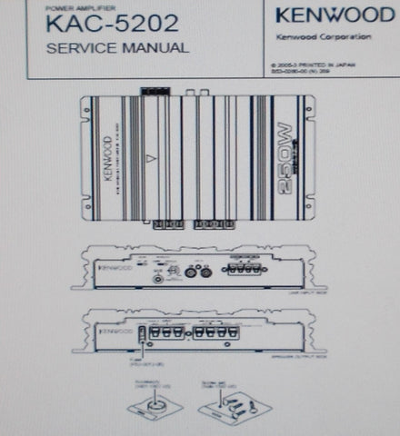 KENWOOD KAC-5202 POWER AMP SERVICE MANUAL INC SCHEM DIAG PCB AND PARTS LIST 10 PAGES ENG