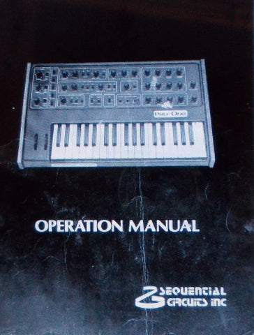 SEQUENTIAL CIRCUITS PRO ONE MONOPHONIC ANALOG SYNTHESIZER OPERATION MANUAL 37 PAGES ENG