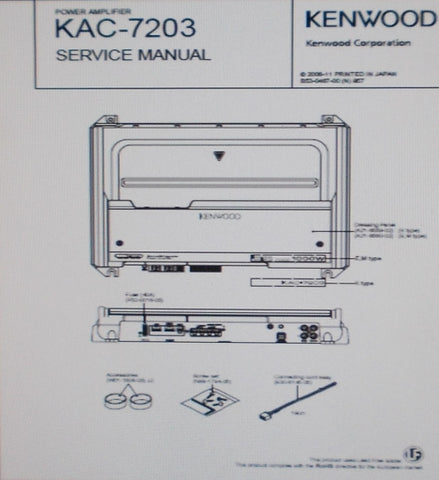 KENWOOD KAC-7203 POWER AMP SERVICE MANUAL INC SCHEMS BLK DIAG PCB AND PARTS LIST 14 PAGES ENG