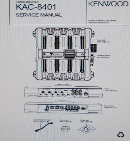 KENWOOD KAC-8401 POWER AMP SERVICE MANUAL INC SCHEM DIAG PCB AND PARTS LIST 12 PAGES ENG