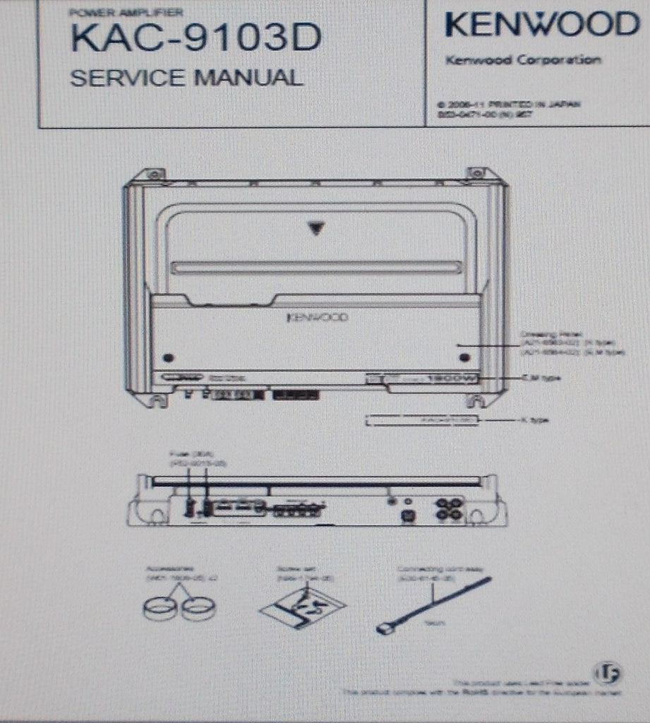 KENWOOD KAC-9103D POWER AMP SERVICE MANUAL INC SCHEMS BLK DIAG PCBS AND PARTS LIST 14 PAGES ENG