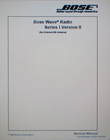 BOSE WAVE RADIO SERIES I VER II SERVICE MANUAL INC CIRC DIAGS AND PARTS LIST 39 PAGES ENG [COVER AT PAGE 38]