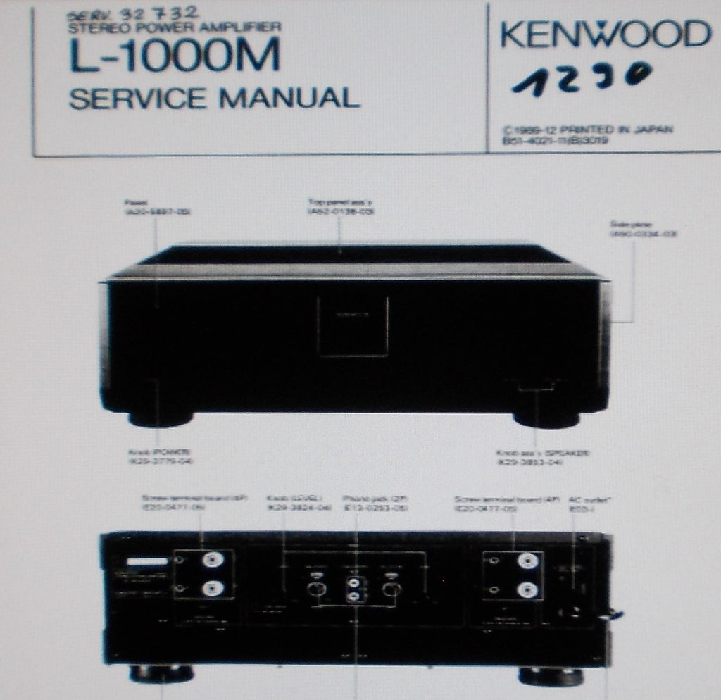 KENWOOD L-1000M STEREO POWER AMP SERVICE MANUAL INC SCHEMS PCBS AND PARTS LIST 12 PAGES ENG