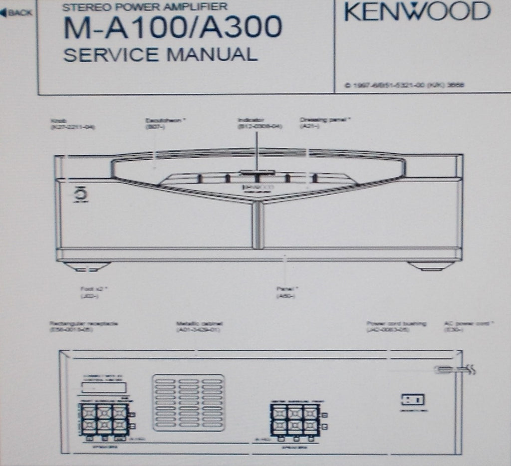 KENWOOD M-A100 M-A300 STEREO POWER AMP SERVICE MANUAL INC SCHEM DIAG PCBS AND PARTS LIST 16 PAGES ENG