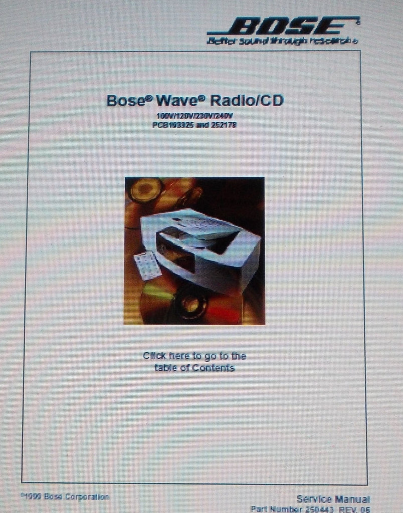 BOSE WAVE RADIO CD SERVICE MANUAL INC KEYBOARD SCHEM DIAG AND PARTS LIST 41 PAGES ENG [COVER AT PAGE 40]