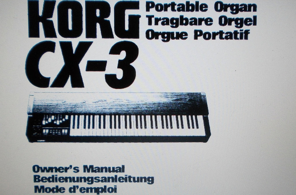 KORG CX-3 PORTABLE ORGAN OWNER'S MANUAL INC CONN DIAG 16 PAGES ENG FRANC DEUT OLD ORIGINAL