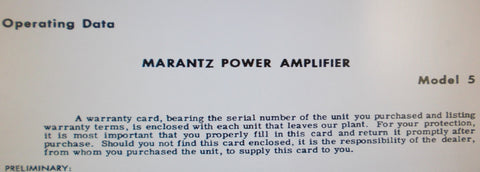 MARANTZ 5 POWER AMP OPERATING DATA INC SCHEM DIAG 4 PAGES ENG