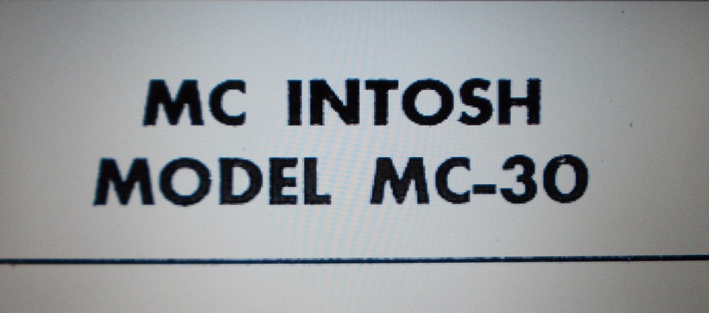 McINTOSH MC-30 30 WATT POWER AMP INSTRUCTIONS INC SCHEM DIAG AND PARTS LIST 4 PAGES ENG