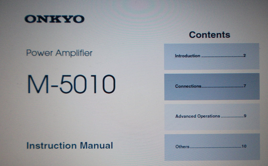 ONKYO M-5010 POWER AMP INSTRUCTION MANUAL INC INSTALL DIAG CONN DIAG AND TRSHOOT GUIDE 12 PAGES ENG
