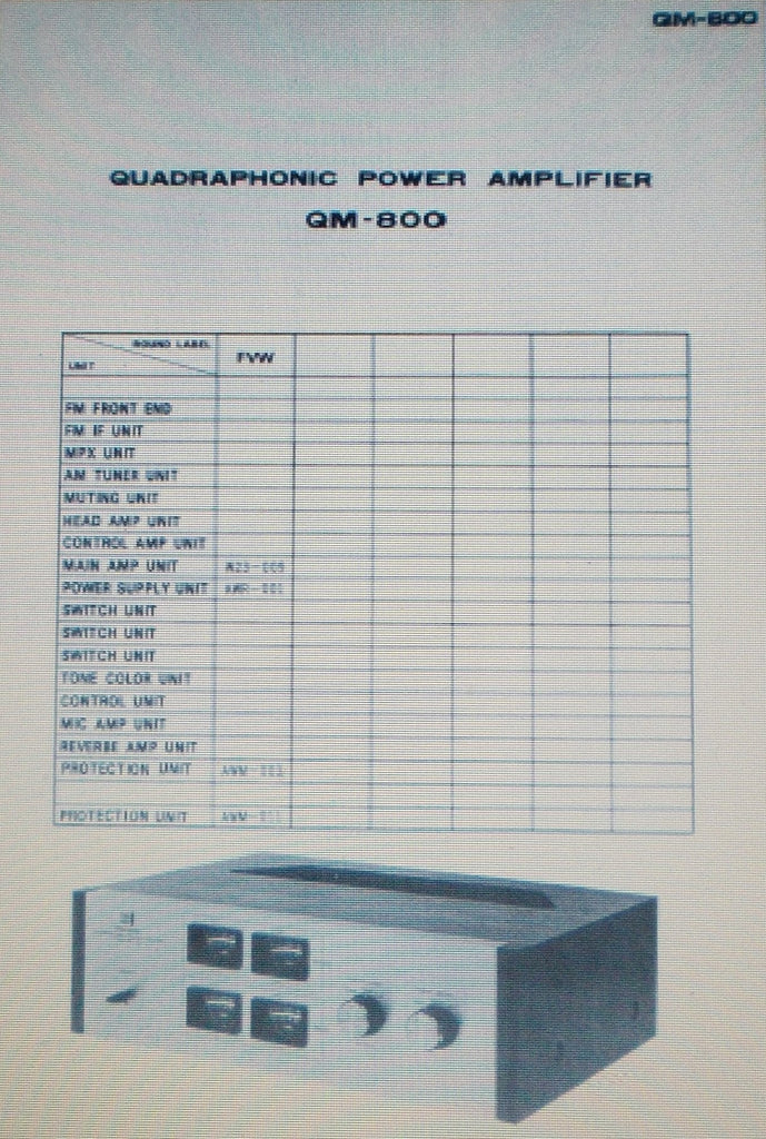 PIONEER QM-800 QUADRAPHONIC POWER AMP SCHEM DIAGS 4 PAGES ENG