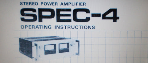 PIONEER SPEC-4 STEREO POWER AMP OPERATING INSTRUCTIONS INC INSTALL DIAG AND CONN DIAG 12 PAGES ENG