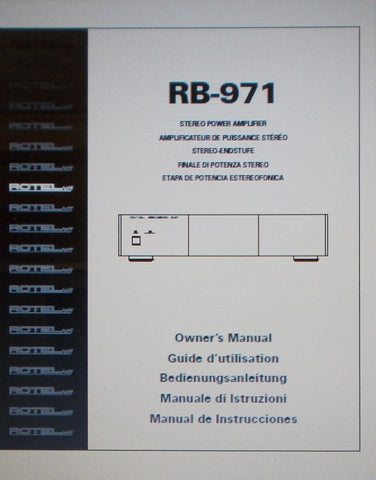 ROTEL RB-971 STEREO POWER AMP OWNER'S MANUAL INC CONN DIAGS AND TRSHOOT GUIDE 30 PAGES ENG FRANC DEUT MULTI
