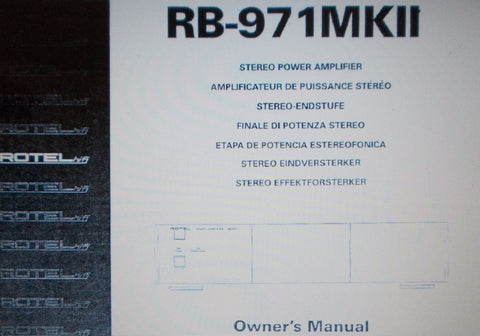 ROTEL RB-971MKII STEREO POWER AMP OWNER'S MANUAL INC CONN DIAGS AND TRSHOOT GUIDE 8 PAGES ENG
