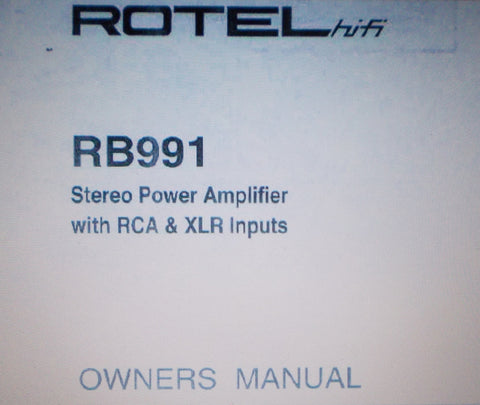ROTEL RB-991 STEREO POWER AMP OWNER'S MANUAL INC TRSHOOT GUIDE 8 PAGES ENG