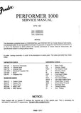 FENDER PERFORMER 1000 GUITAR AMPLIFIER SERVICE MANUAL INC PCB SCHEM DIAG AND PARTS LIST 16 PAGES ENG
