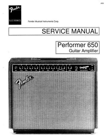 FENDER PERFORMER 650 AMPLIFIER SERVICE MANUAL INC PCB SCHEM DIAG AND PARTS LIST 10 PAGES ENG