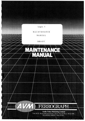 FERROGRAPH LOGIC 7 TAPE RECORDER MAINTENANCE MANUAL INC PCBS SCHEM DIAGS AND PARTS LIST 90 PAGES ENG