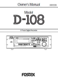 FOSTEX D-108 8 TRACK DIGITAL RECORDER OWNER'S MANUAL 141 PAGES ENG