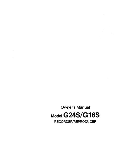 FOSTEX G16S G24S MULTITRACK RECORDER REPRODUCER OWNER'S MANUAL 61 PAGES ENG