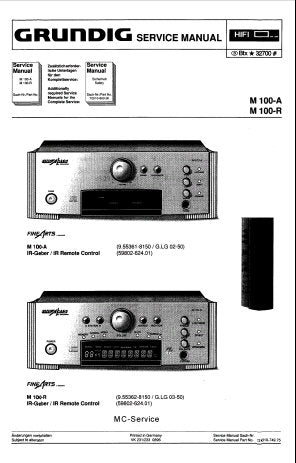 GRUNDIG M100-A M100-R RECEIVER SERVICE MANUAL INC WIRING DIAG SCHEM DIAGS PCB'S AND PARTS LIST 39 PAGES ENG DEUT