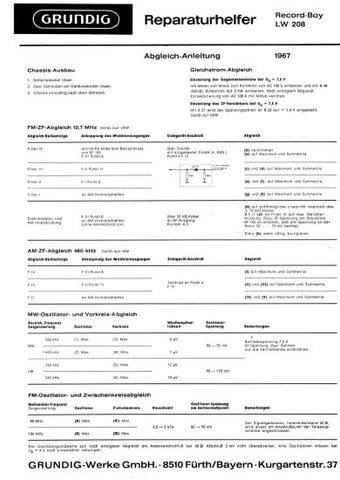 GRUNDIG RECORD BOY LW08 RADIO REPARATURHELFER INC PCB AND SCHEM DIAG 3 SEITE DEUT