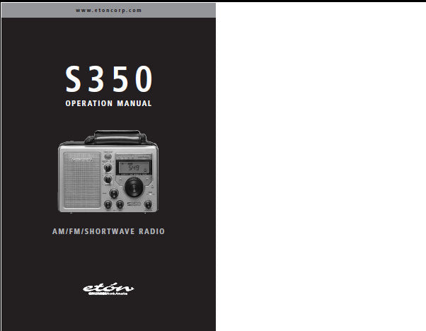 GRUNDIG S350 ETON AM FM SHORTWAVE RADIO OPERATION MANUAL 42 PAGES ENG FRANC DEUT