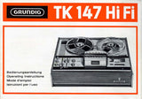 GRUNDIG TK147 REEL TO REEL TAPE RECORDER OPERATING INSTRUCTIONS 40 PAGES ENG DEUT FRANC ITAL