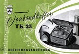 GRUNDIG TK35 TONBANDKOFFER BEDIENUNGSANLEITUNG MIT SCHALTPLAN 25 SEITE DEUT