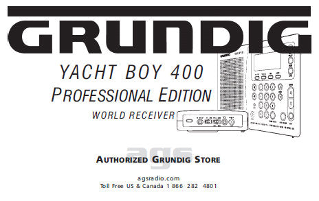 GRUNDIG YACHT BOY 400 PROFESSIONAL EDITION RECEIVER MANUAL 18 PAGES ENG