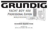 GRUNDIG YACHT BOY 400 PROFESSIONAL EDITION RECEIVER MANUAL 18 PAGES ENG